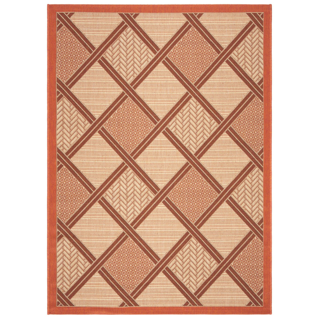 SAFAVIEH Outdoor CY7570-11A7 Courtyard Cream / Terracotta Rug Image 1