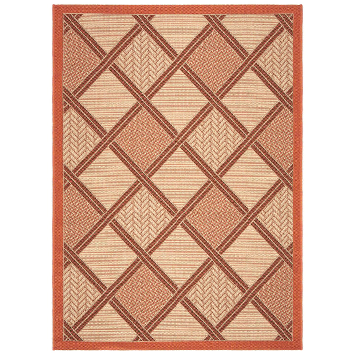 SAFAVIEH Outdoor CY7570-11A7 Courtyard Cream / Terracotta Rug Image 1