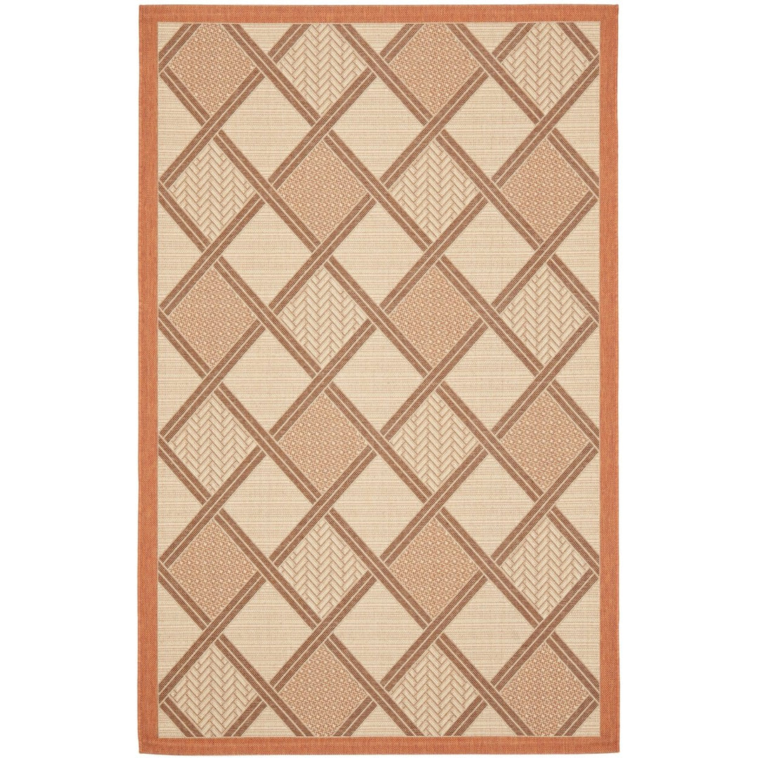 SAFAVIEH Outdoor CY7570-11A7 Courtyard Cream / Terracotta Rug Image 1