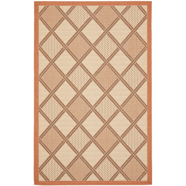 SAFAVIEH Outdoor CY7570-11A7 Courtyard Cream / Terracotta Rug Image 1