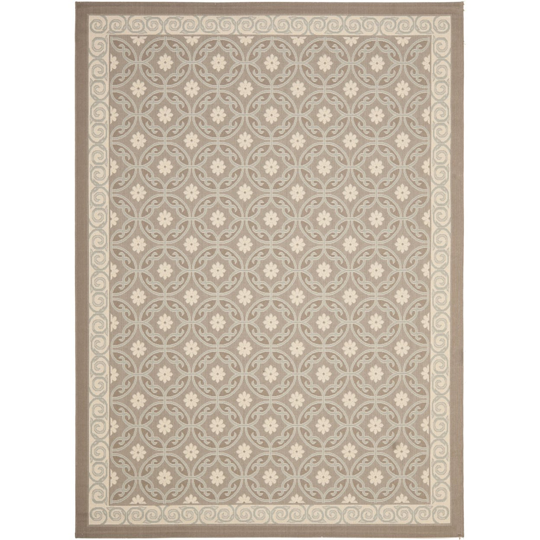 SAFAVIEH Outdoor CY7810-97A18 Courtyard Dark Beige / Beige Rug Image 1