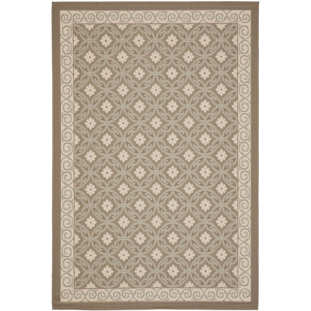 SAFAVIEH Outdoor CY7810-97A18 Courtyard Dark Beige / Beige Rug Image 1