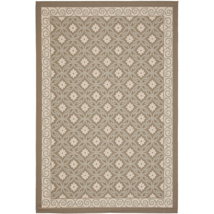 SAFAVIEH Outdoor CY7810-97A18 Courtyard Dark Beige / Beige Rug Image 1