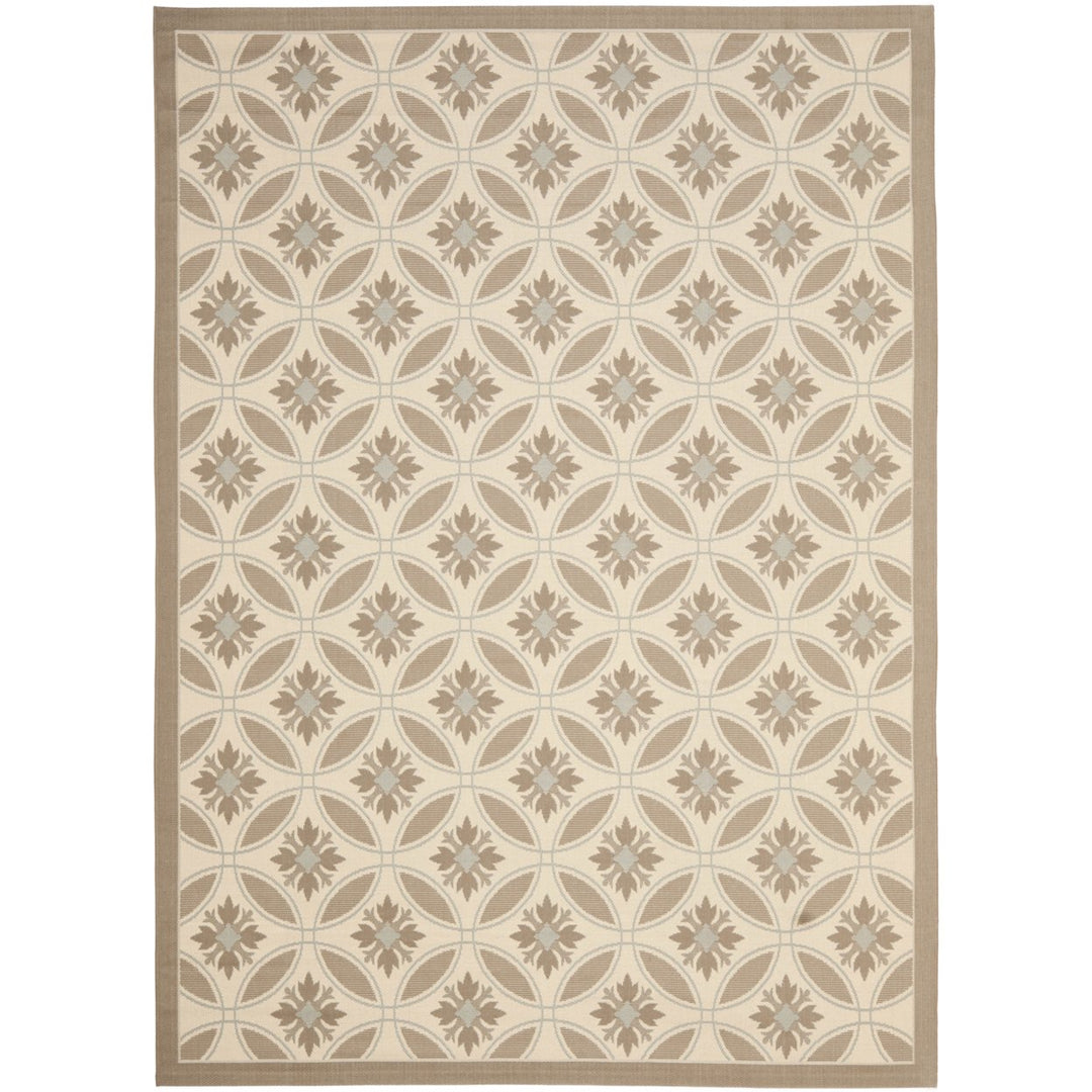 SAFAVIEH Outdoor CY7844-79A18 Courtyard Beige / Dark Beige Rug Image 1