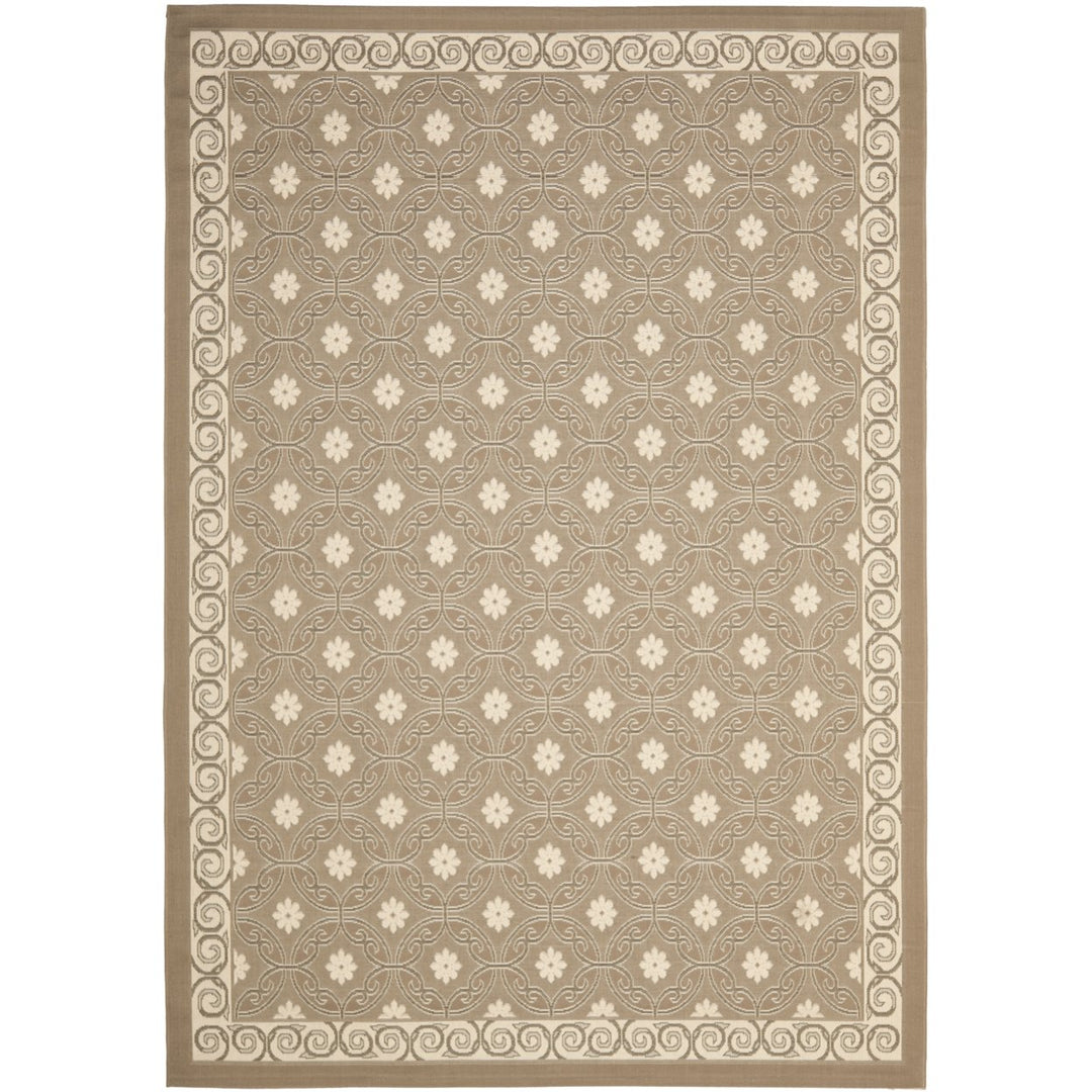 SAFAVIEH Outdoor CY7810-97A7 Courtyard Light Brown / Beige Rug Image 1