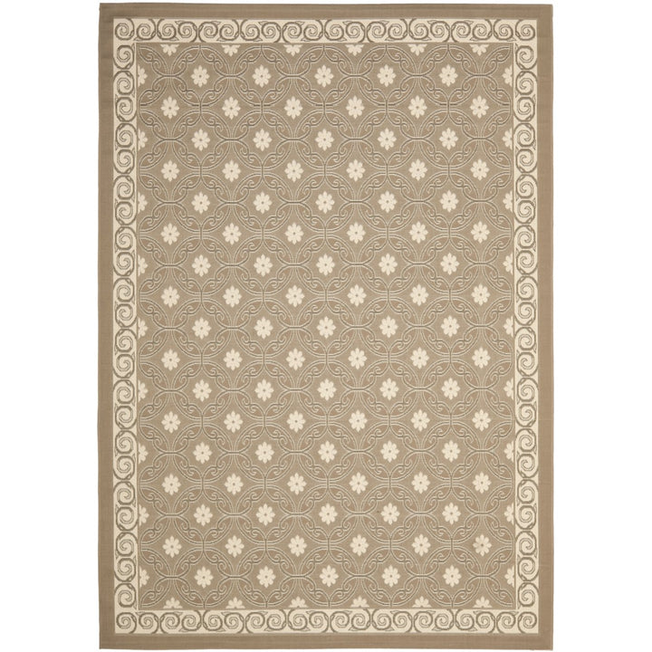 SAFAVIEH Outdoor CY7810-97A7 Courtyard Light Brown / Beige Rug Image 1