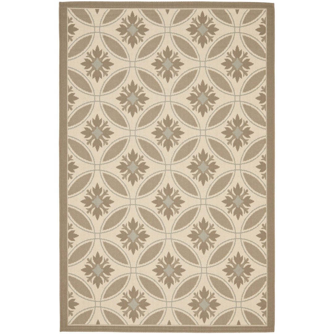 SAFAVIEH Outdoor CY7844-79A18 Courtyard Beige / Dark Beige Rug Image 5