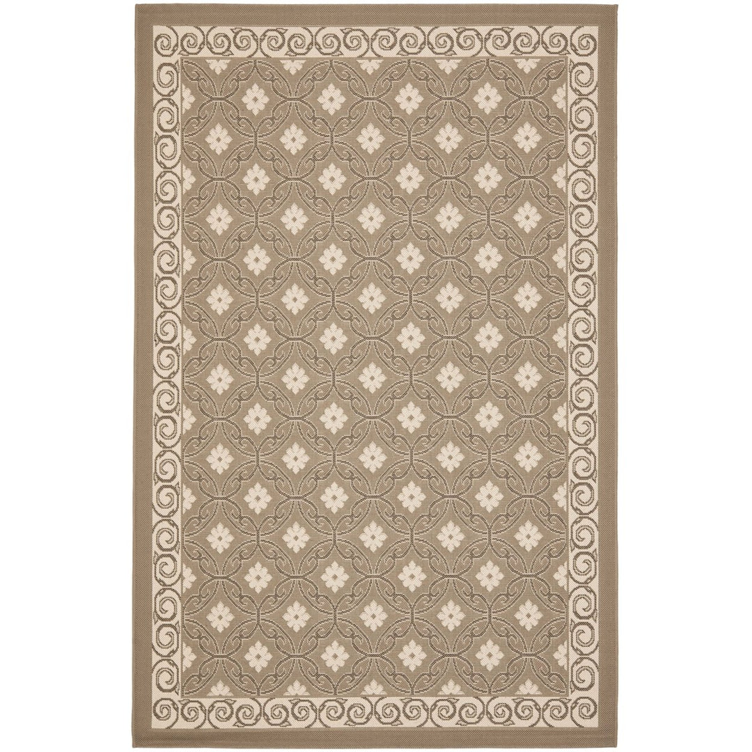 SAFAVIEH Outdoor CY7810-97A7 Courtyard Light Brown / Beige Rug Image 1