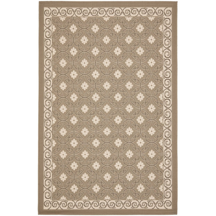 SAFAVIEH Outdoor CY7810-97A7 Courtyard Light Brown / Beige Rug Image 1