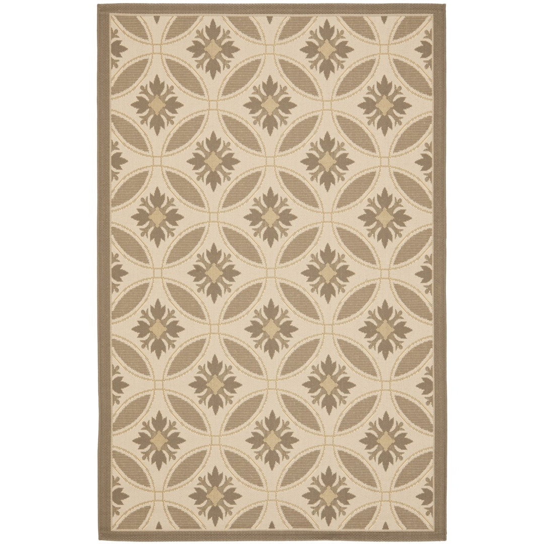 SAFAVIEH Outdoor CY7844-79A21 Courtyard Beige / Dark Beige Rug Image 1