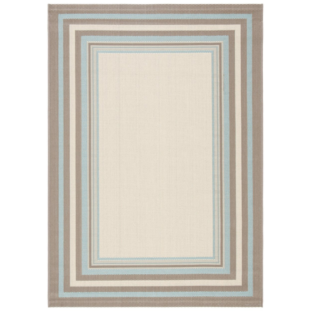 SAFAVIEH Outdoor CY7896-79A18 Courtyard Beige / Blue Rug Image 1