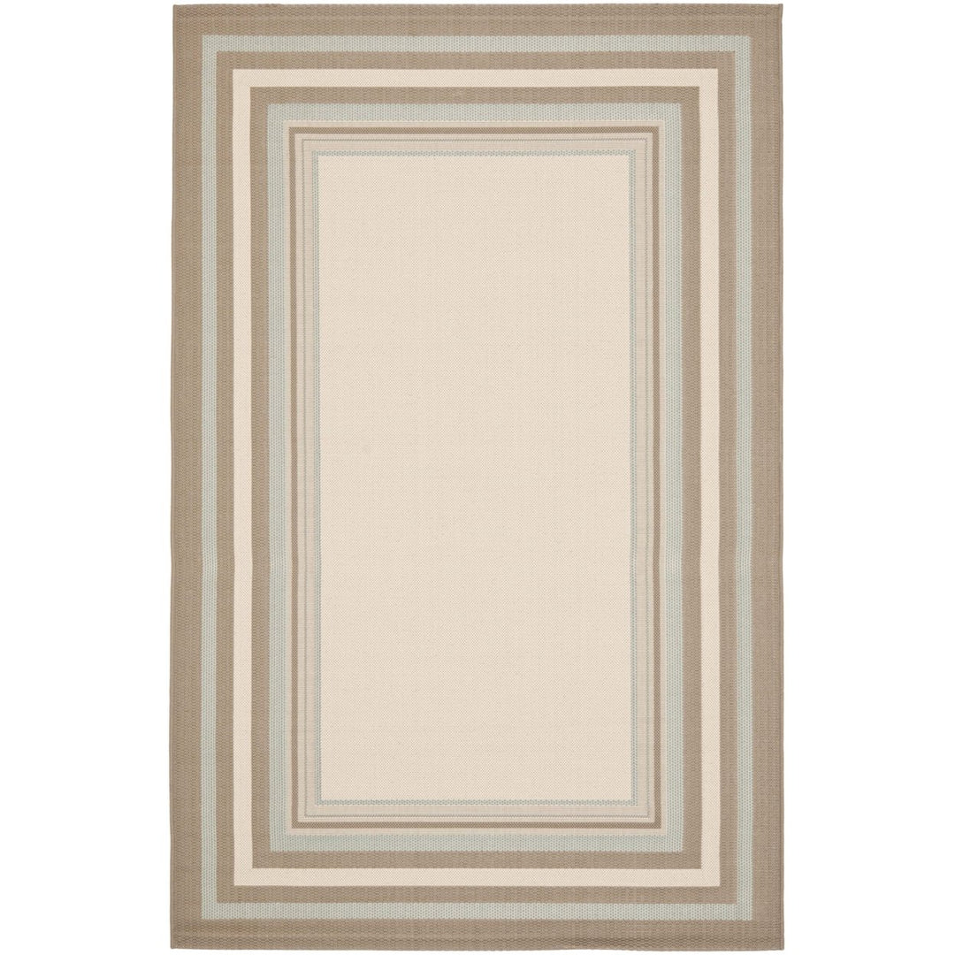 SAFAVIEH Outdoor CY7896-79A18 Courtyard Beige / Blue Rug Image 1