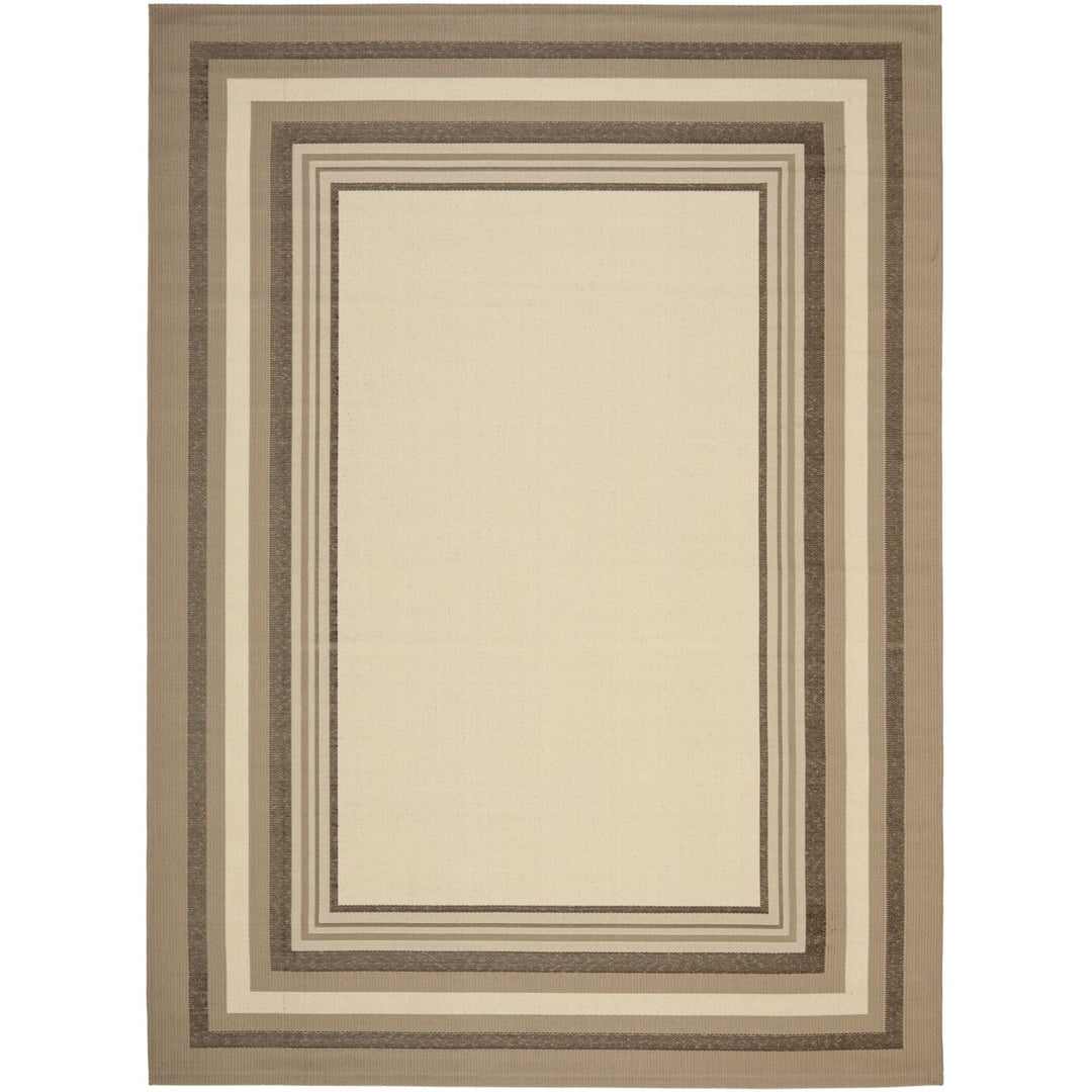 SAFAVIEH Outdoor CY7896-79A7 Courtyard Beige / Dark Beige Rug Image 1