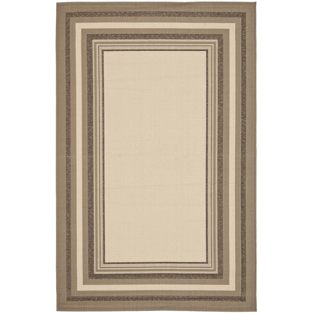 SAFAVIEH Outdoor CY7896-79A7 Courtyard Beige / Dark Beige Rug Image 8