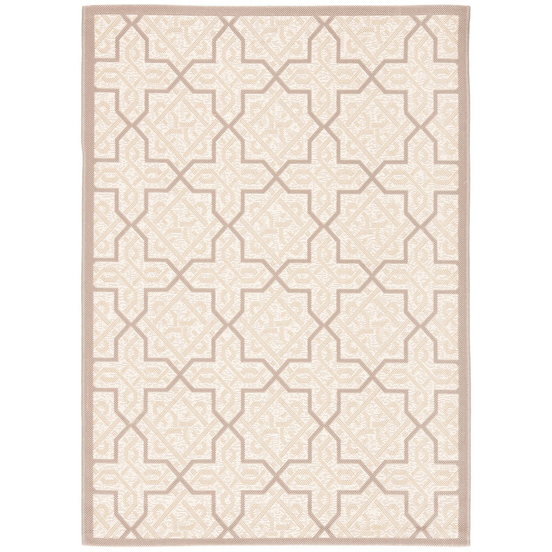 SAFAVIEH Outdoor CY7931-79A21 Courtyard Beige / Dark Beige Rug Image 1