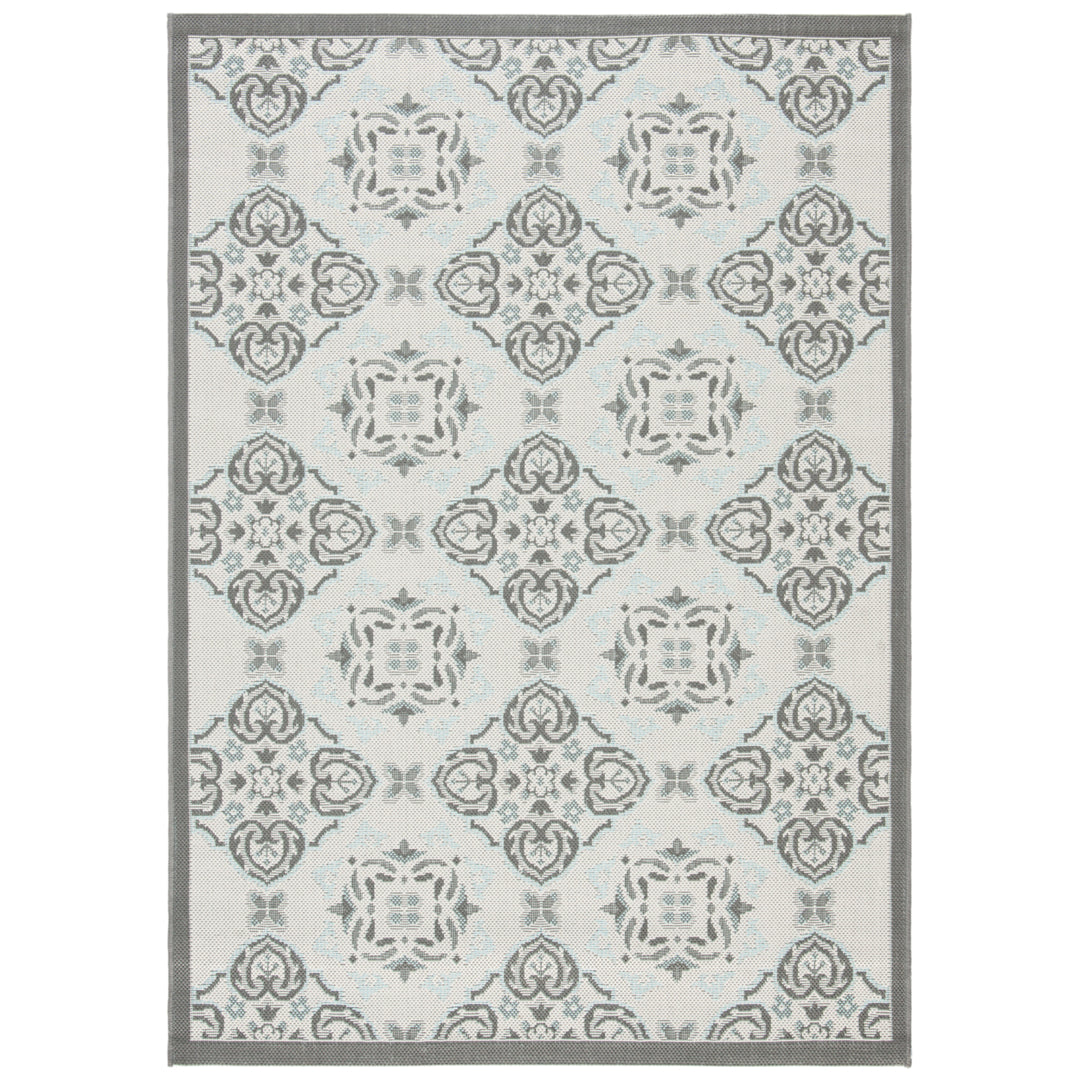 SAFAVIEH Outdoor CY7978-78A18 Courtyard Lt Grey / Anthracite Rug Image 5
