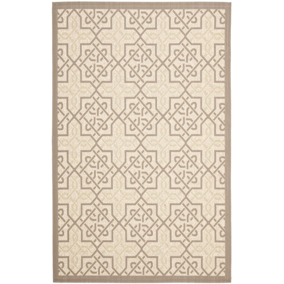 SAFAVIEH Outdoor CY7931-79A21 Courtyard Beige / Dark Beige Rug Image 1