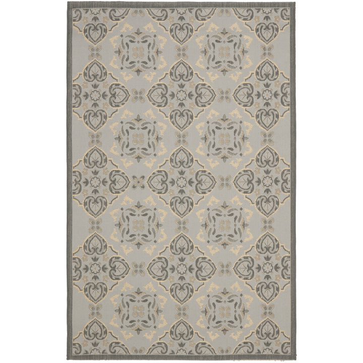 SAFAVIEH Outdoor CY7978-78A21 Courtyard Anthracite / Lt Grey Rug Image 5