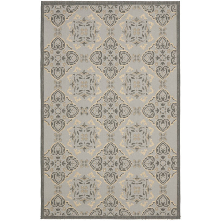 SAFAVIEH Outdoor CY7978-78A21 Courtyard Anthracite / Lt Grey Rug Image 1