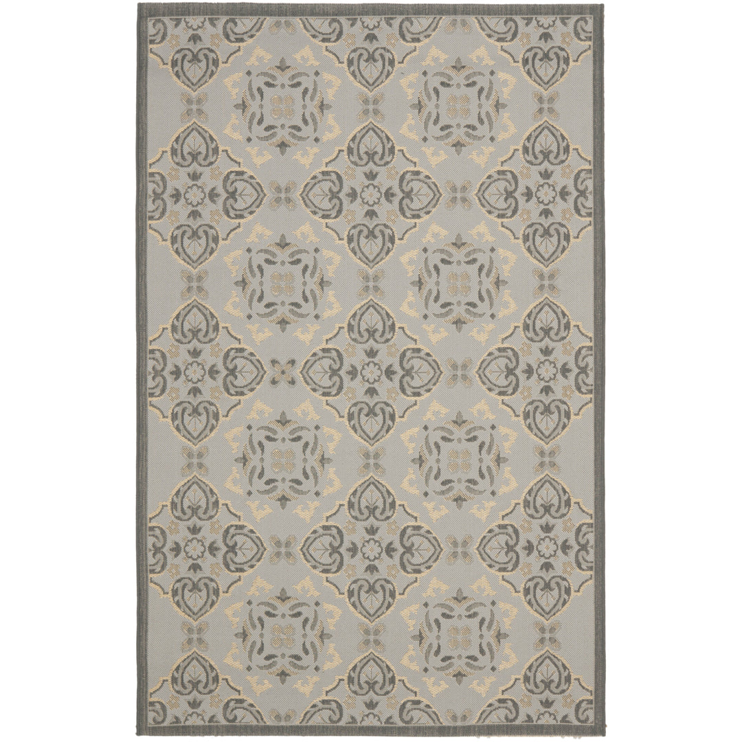 SAFAVIEH Outdoor CY7978-78A21 Courtyard Anthracite / Lt Grey Rug Image 1
