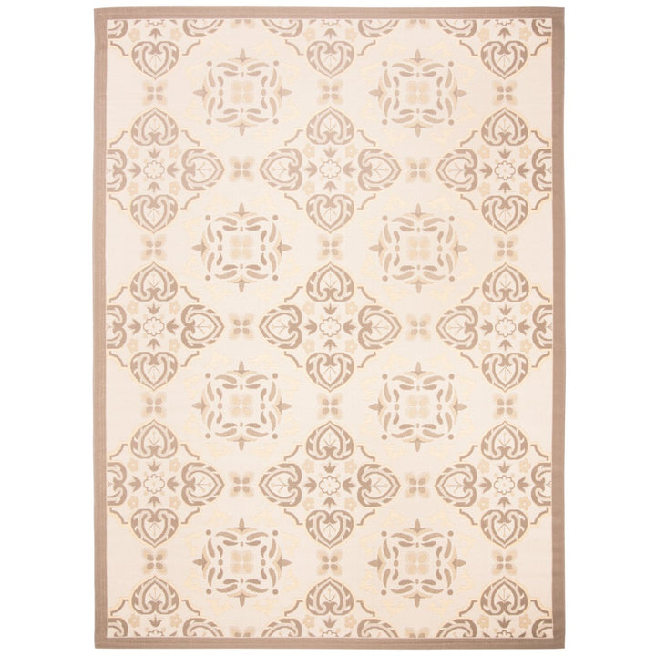 SAFAVIEH Outdoor CY7978-79A21 Courtyard Dark Beige / Beige Rug Image 1