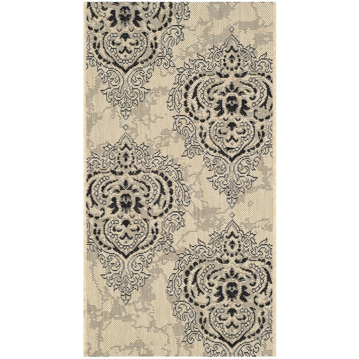 SAFAVIEH Outdoor CY7926-16A22 Courtyard Creme / Black Rug Image 1