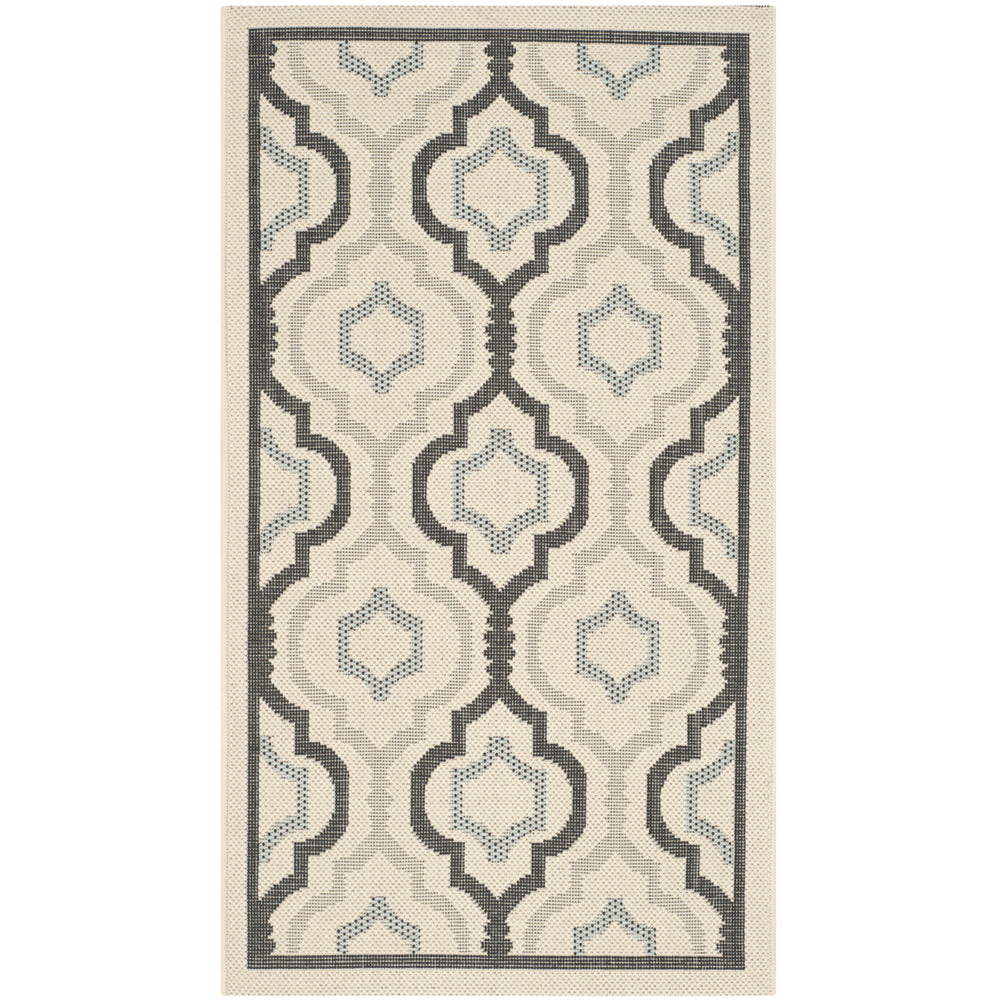 SAFAVIEH Outdoor CY7938-256A18 Courtyard Ivory / Black Rug Image 2