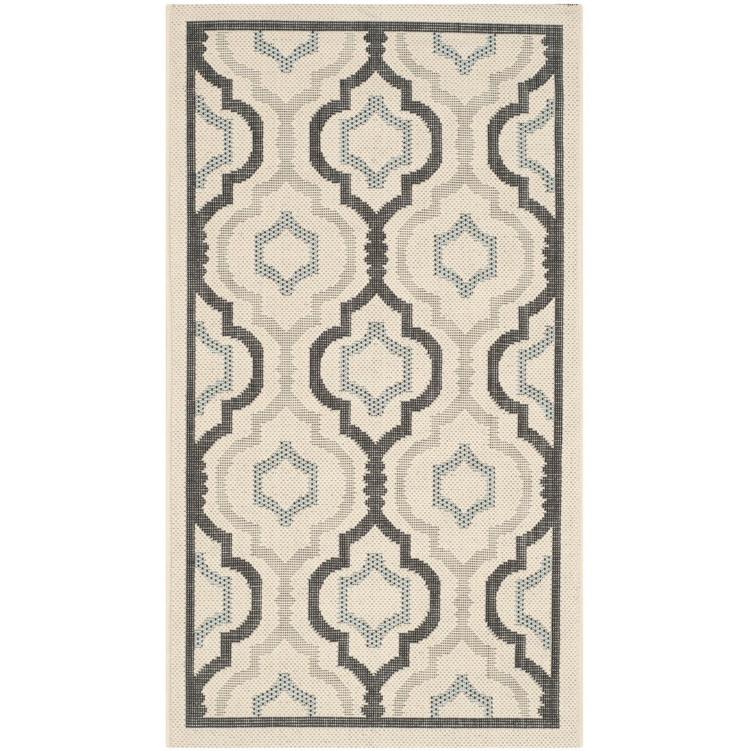 SAFAVIEH Outdoor CY7938-256A18 Courtyard Ivory / Black Rug Image 2