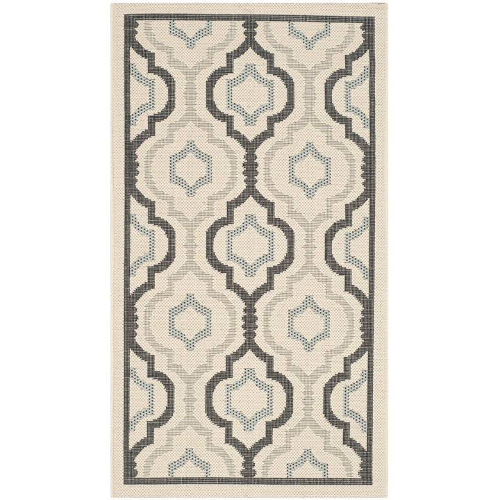 SAFAVIEH Outdoor CY7938-256A18 Courtyard Ivory / Black Rug Image 2