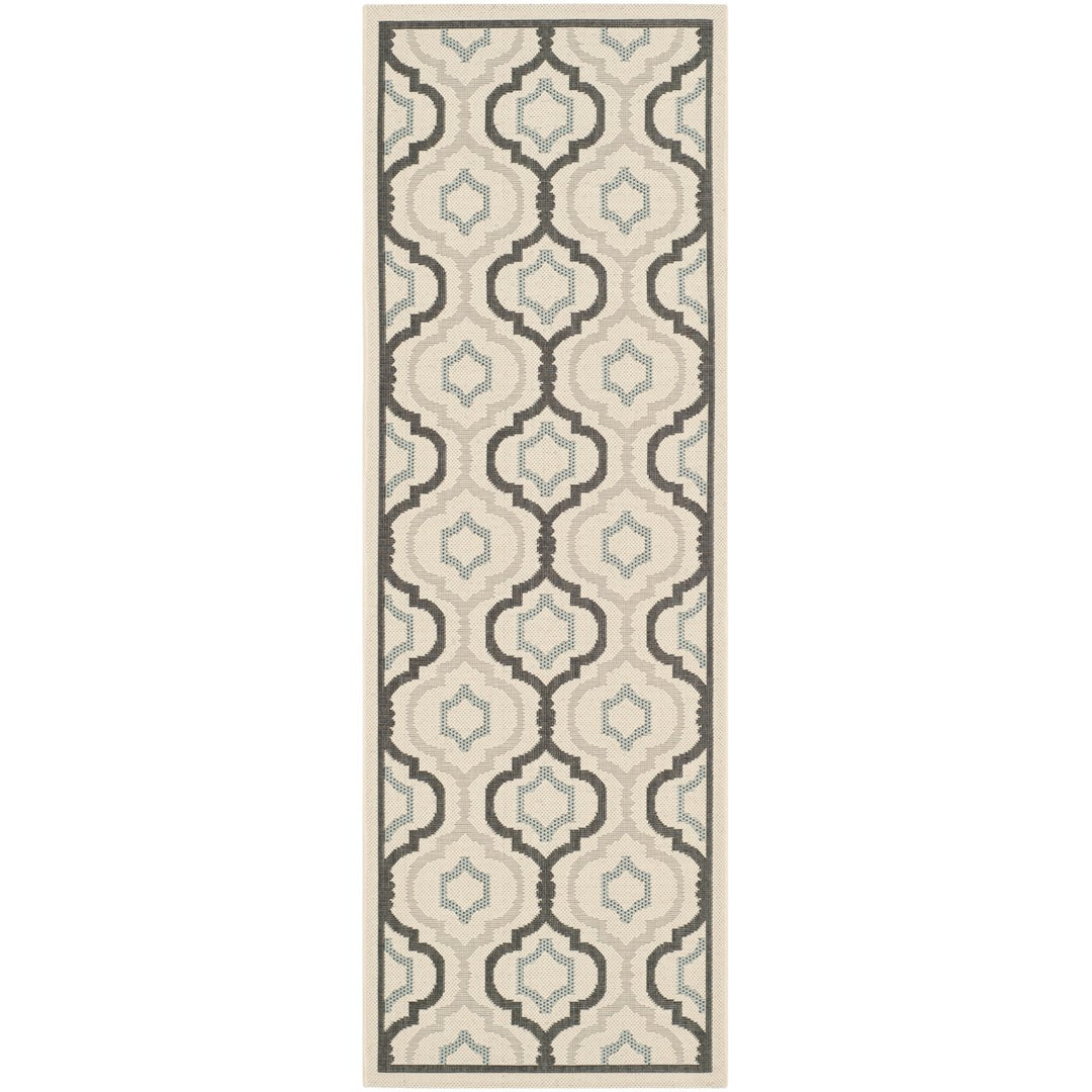 SAFAVIEH Outdoor CY7938-256A18 Courtyard Ivory / Black Rug Image 3