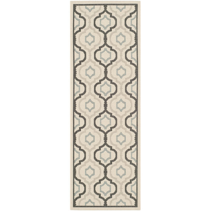 SAFAVIEH Outdoor CY7938-256A18 Courtyard Ivory / Black Rug Image 3