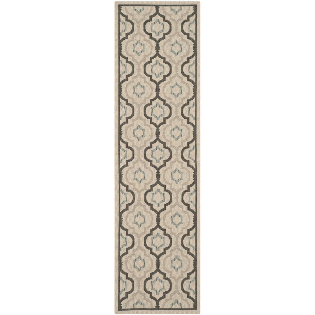 SAFAVIEH Outdoor CY7938-256A18 Courtyard Ivory / Black Rug Image 4