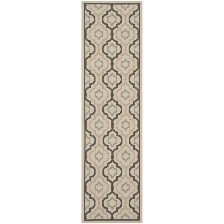 SAFAVIEH Outdoor CY7938-256A18 Courtyard Ivory / Black Rug Image 4