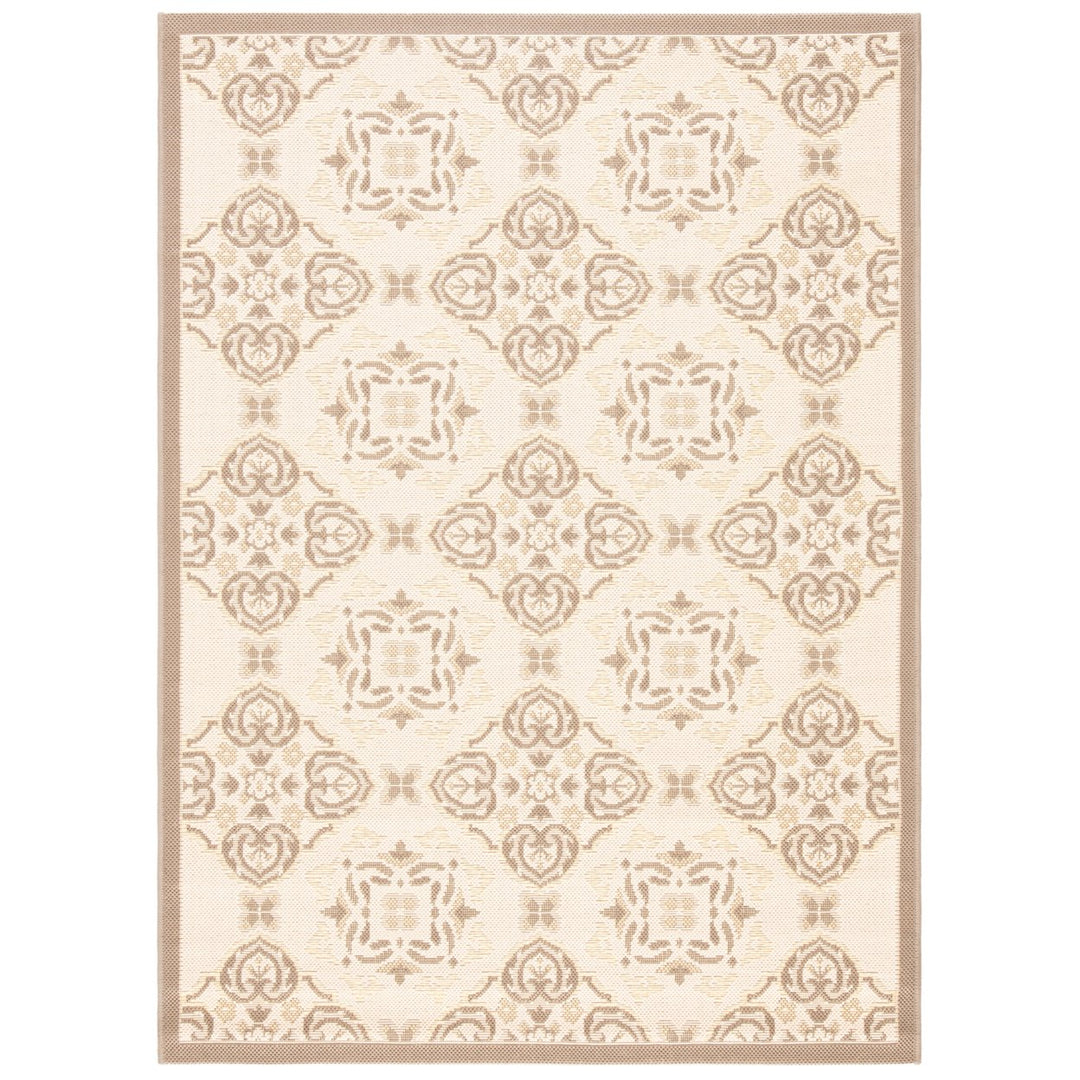 SAFAVIEH Outdoor CY7978-79A21 Courtyard Dark Beige / Beige Rug Image 1