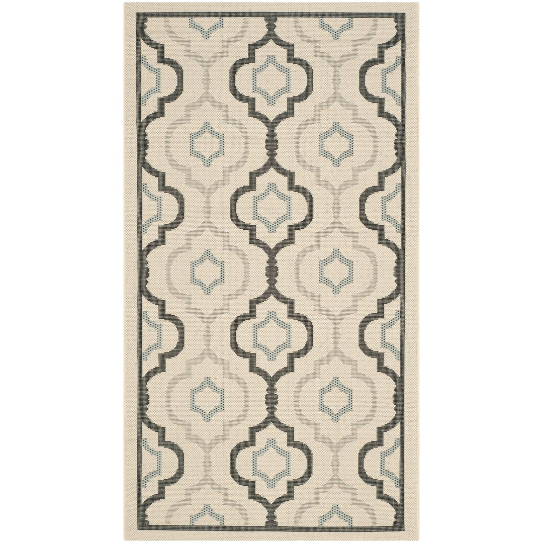 SAFAVIEH Outdoor CY7938-256A18 Courtyard Ivory / Black Rug Image 5