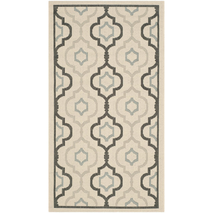 SAFAVIEH Outdoor CY7938-256A18 Courtyard Ivory / Black Rug Image 5