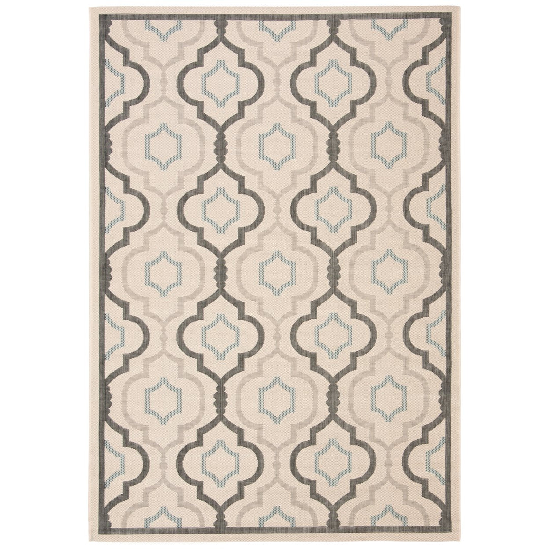 SAFAVIEH Outdoor CY7938-256A18 Courtyard Ivory / Black Rug Image 6