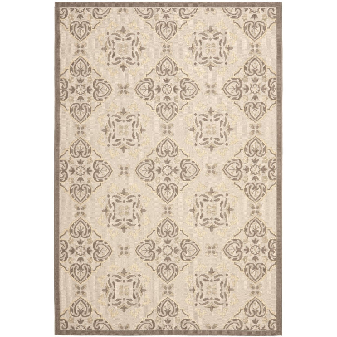 SAFAVIEH Outdoor CY7978-79A21 Courtyard Dark Beige / Beige Rug Image 1