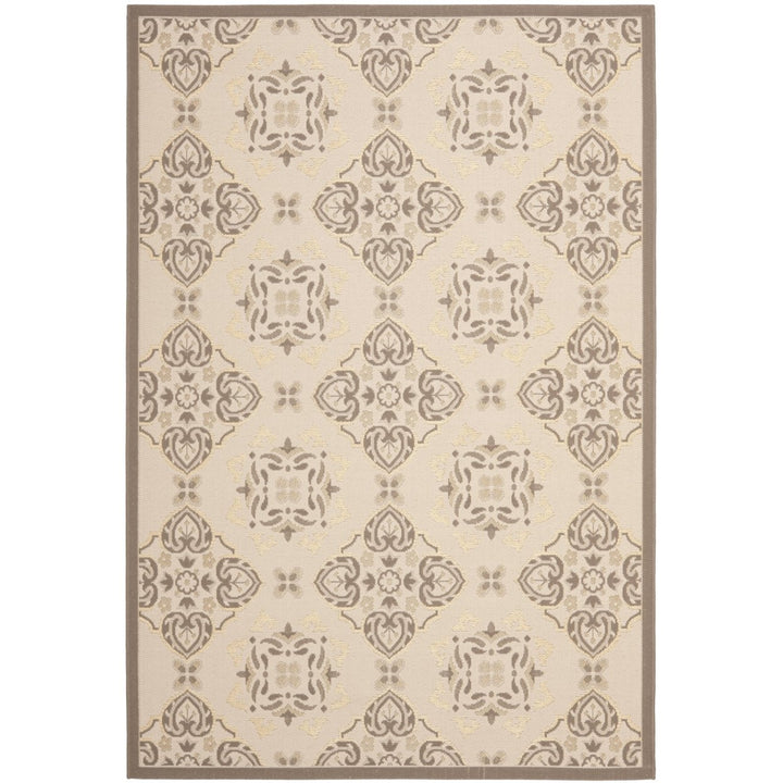 SAFAVIEH Outdoor CY7978-79A21 Courtyard Dark Beige / Beige Rug Image 1