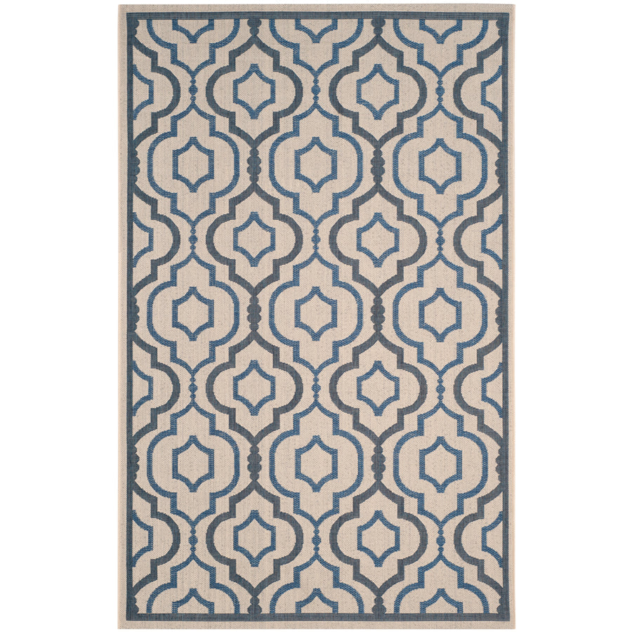 SAFAVIEH Outdoor CY7938-25812 Courtyard Beige / Navy Rug Image 1