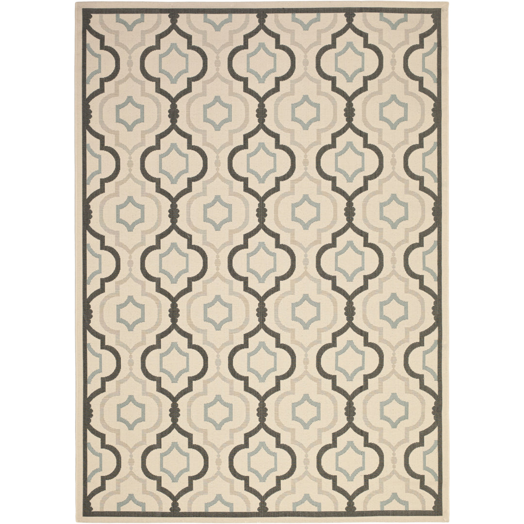 SAFAVIEH Outdoor CY7938-256A18 Courtyard Ivory / Black Rug Image 8