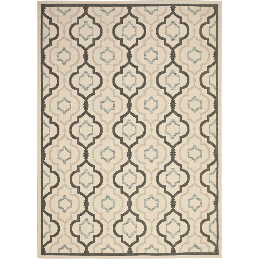 SAFAVIEH Outdoor CY7938-256A18 Courtyard Ivory / Black Rug Image 1