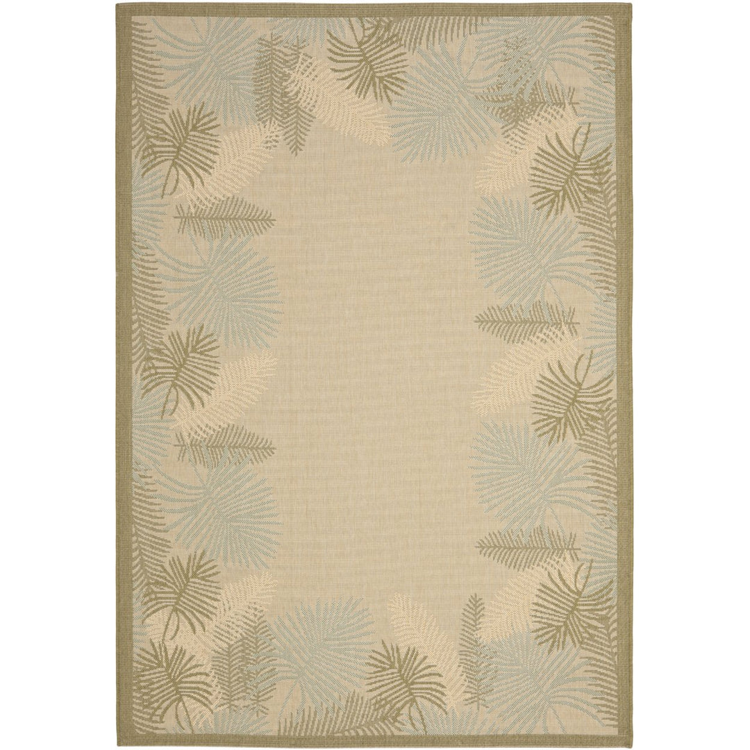 SAFAVIEH Outdoor CY7945-14A18 Courtyard Cream / Green Rug Image 1