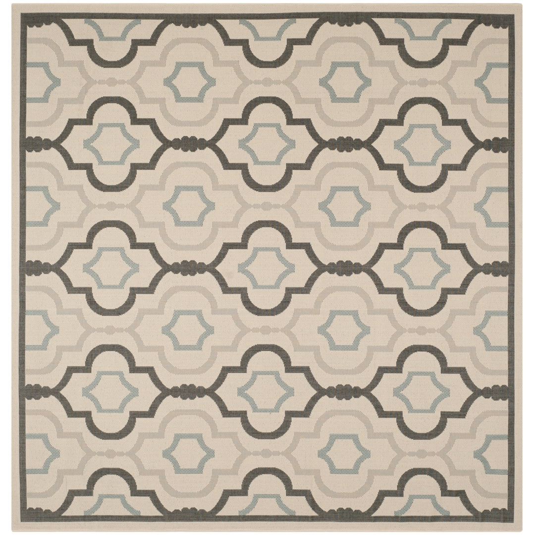 SAFAVIEH Outdoor CY7938-256A18 Courtyard Ivory / Black Rug Image 9