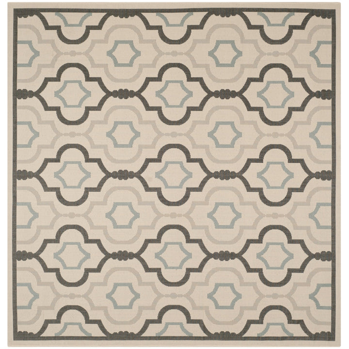 SAFAVIEH Outdoor CY7938-256A18 Courtyard Ivory / Black Rug Image 9