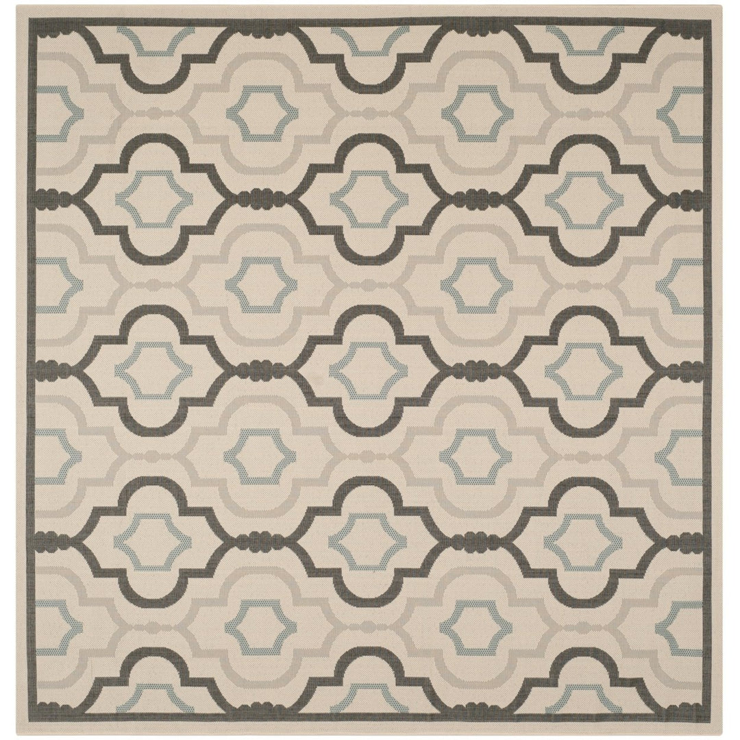 SAFAVIEH Outdoor CY7938-256A18 Courtyard Ivory / Black Rug Image 1