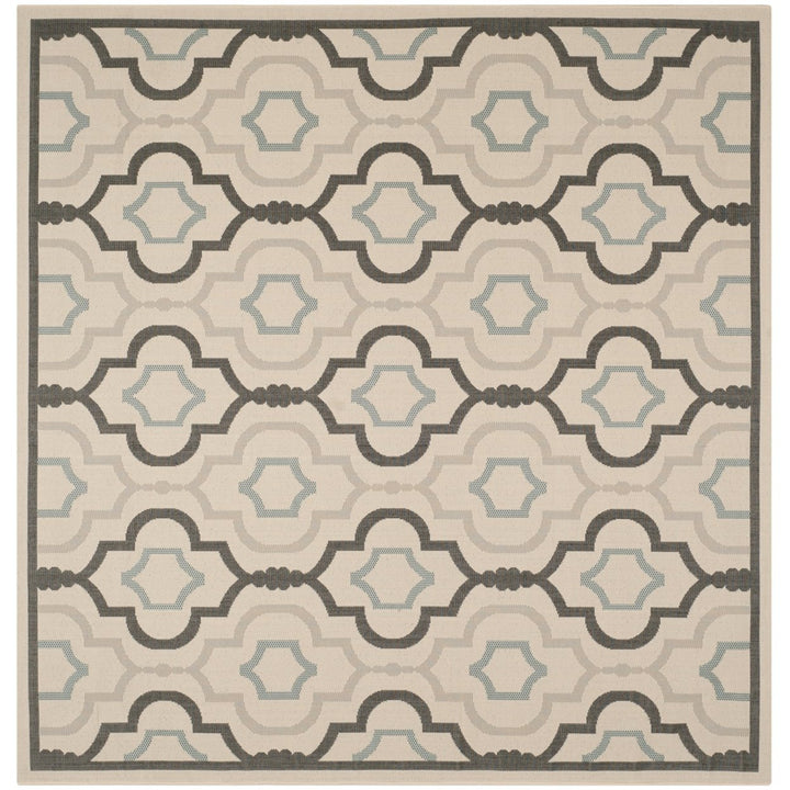 SAFAVIEH Outdoor CY7938-256A18 Courtyard Ivory / Black Rug Image 1