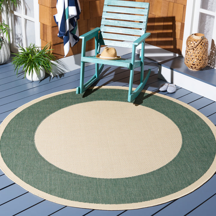 SAFAVIEH Outdoor CY7987-32212 Courtyard Beige / Dark Green Rug Image 2