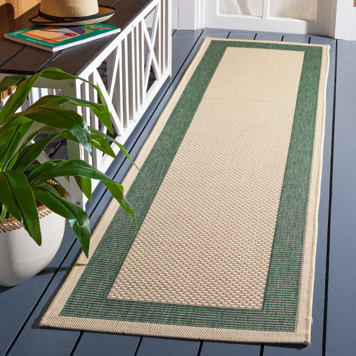 SAFAVIEH Outdoor CY7987-32212 Courtyard Beige / Dark Green Rug Image 3