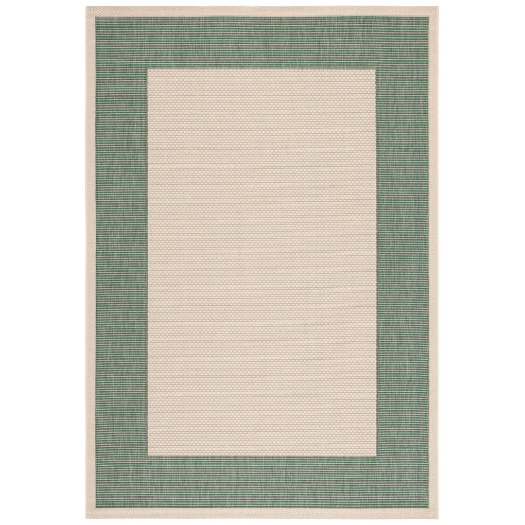 SAFAVIEH Outdoor CY7987-32212 Courtyard Beige / Dark Green Rug Image 1